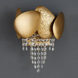 Modern Egg Shaped Wall Mount Light With 2 Metal Lights - Golden Sconce Lighting Clear Crystal