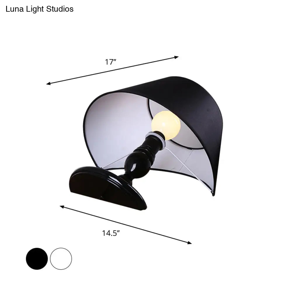 Modern Fabric 1-Light Bedroom Nightstand Light In Black/White - Horizontal Table Lighting