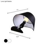Modern Fabric 1-Light Bedroom Nightstand Light In Black/White - Horizontal Table Lighting