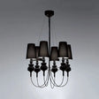 Modern Fabric Cone Chandelier Light Fixture - 6 Lights Black/White/Gold Black
