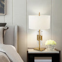 Modern Fabric Cylinder Desk Lamp - White Gold Metal Base