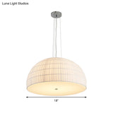 Modern Fabric Dome Ceiling Light - White Chandelier With 4 Lights