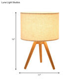 Modern Fabric Led Book Light With Cylinder Shape And Wooden Tripod Stand