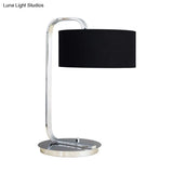 Modern Fabric Led Desk Light In Black/White For Bedroom With Drum Reading Book Enhancer