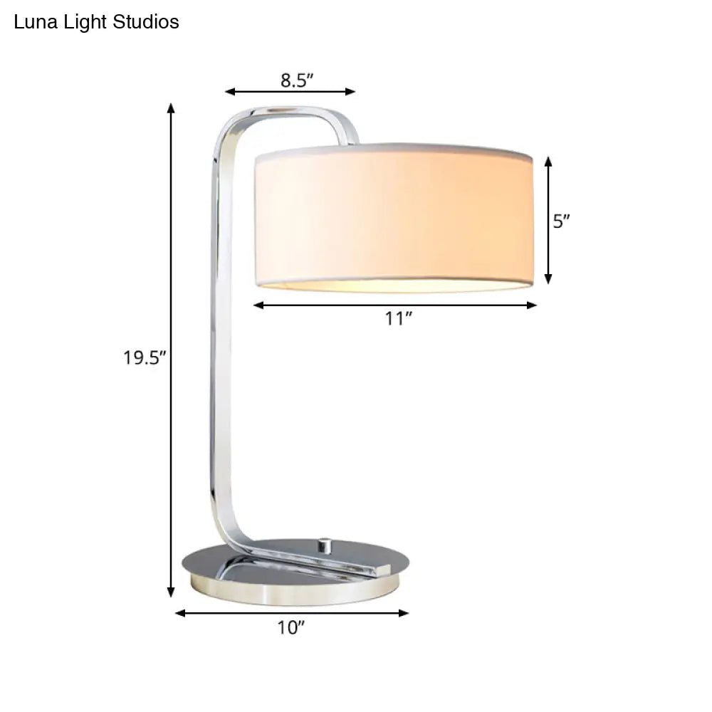 Modern Fabric Led Desk Light In Black/White For Bedroom With Drum Reading Book Enhancer