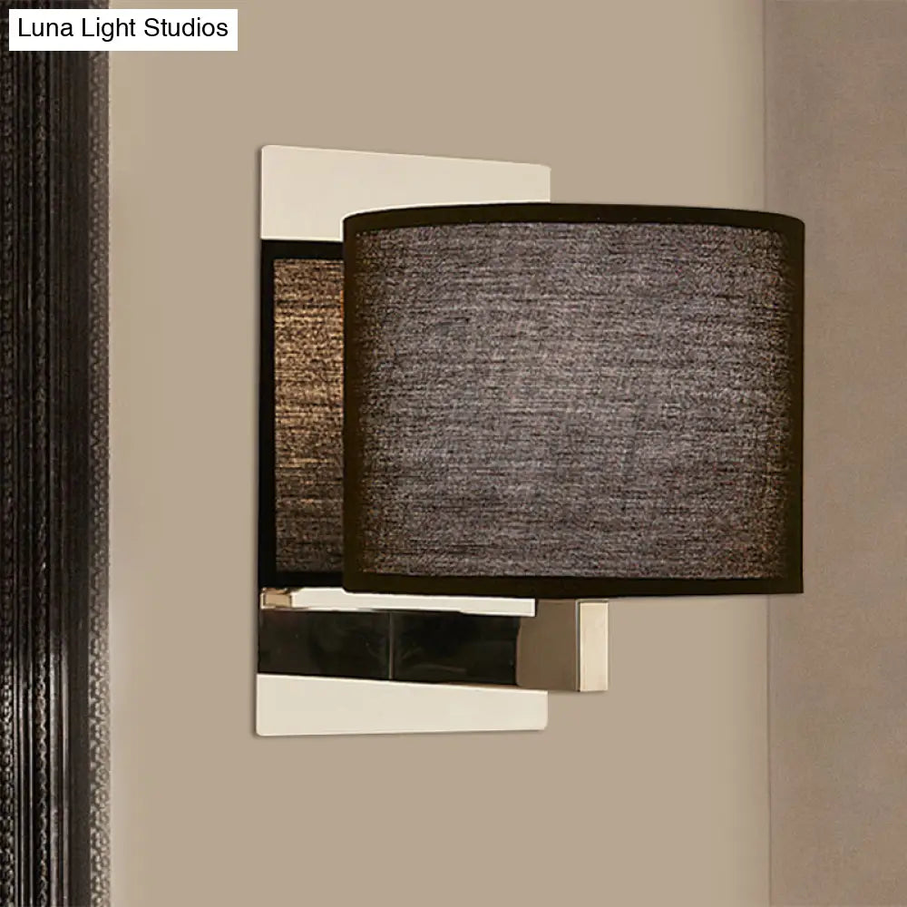 Modern Fabric Led Drum Wall Sconce For Bedside - White/Black