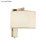 Modern Fabric Led Drum Wall Sconce For Bedside - White/Black
