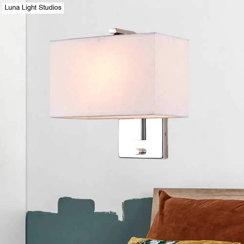 Modern Fabric Led Wall Sconce In Chrome - Stylish Lighting For Living Room