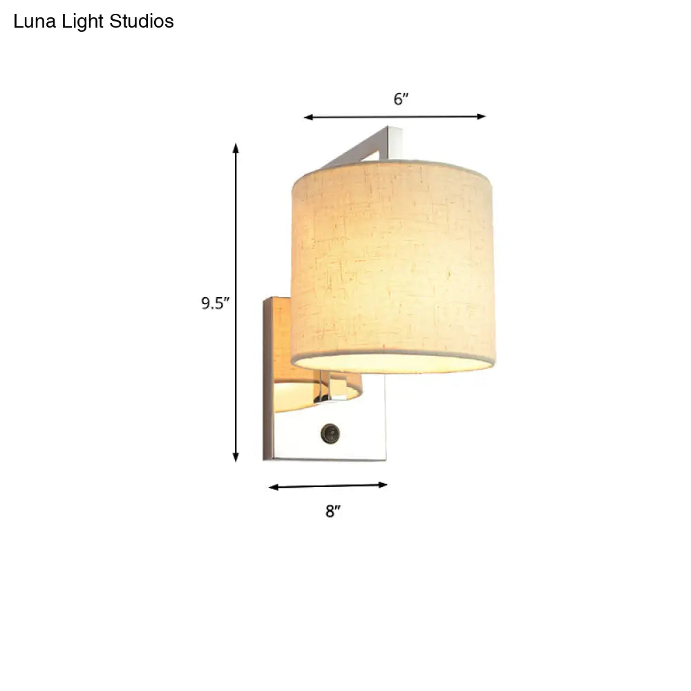 Modern Fabric Led Wall Sconce Light In Chrome For Living Room