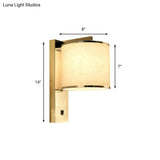 Modern Fabric Led Wall Sconce Light In Chrome For Living Room