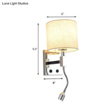 Modern Fabric Led Wall Sconce Light In Chrome For Living Room