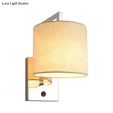 Modern Fabric Led Wall Sconce Light In Chrome For Living Room
