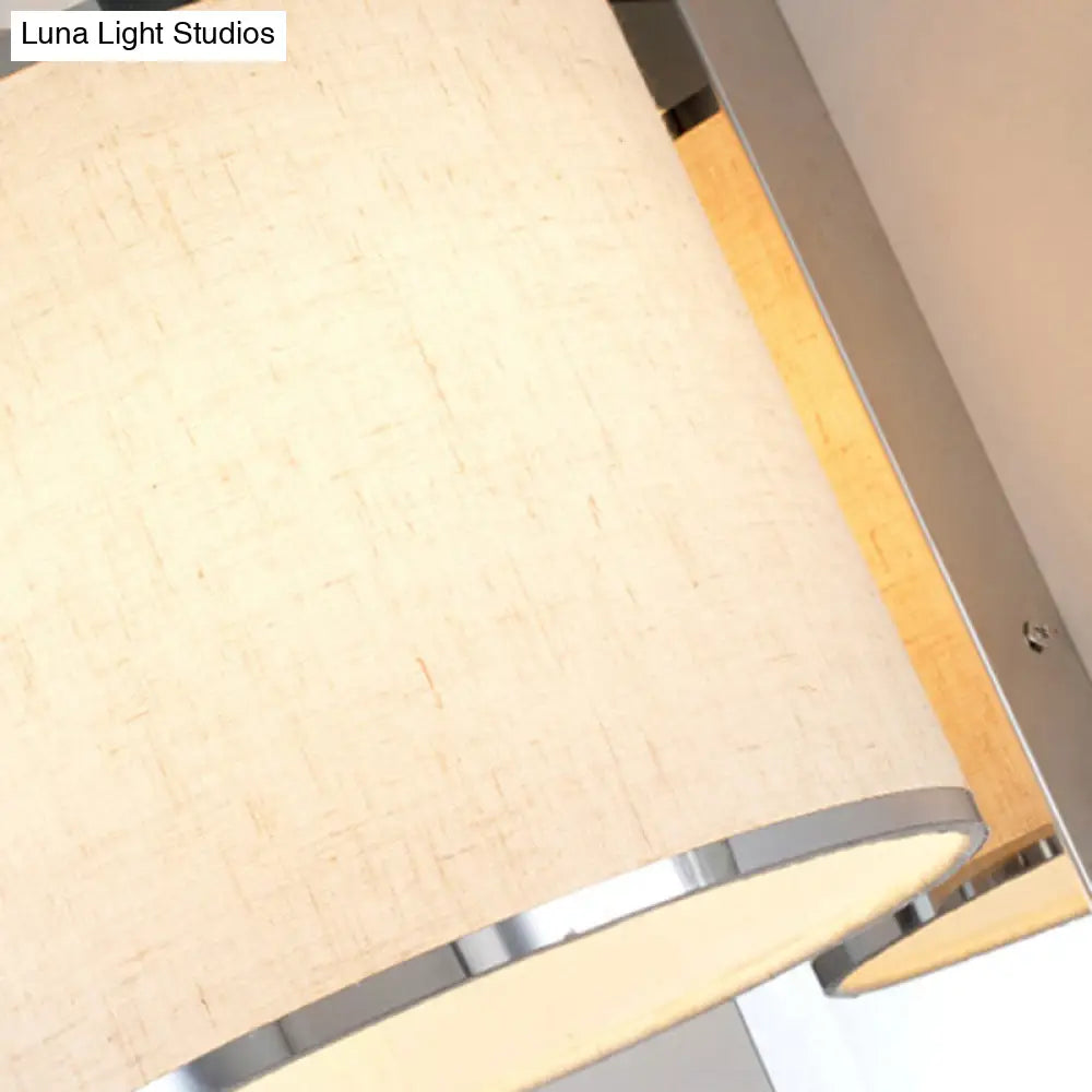 Modern Fabric Led Wall Sconce Light In Chrome For Living Room