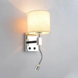 Modern Fabric Led Wall Sconce Light In Chrome For Living Room / C