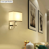 Modern Fabric Led Wall Sconce Lighting With Adjustable Spotlight Chrome Finish