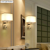 Modern Fabric Led Wall Sconce Lighting With Adjustable Spotlight Chrome Finish