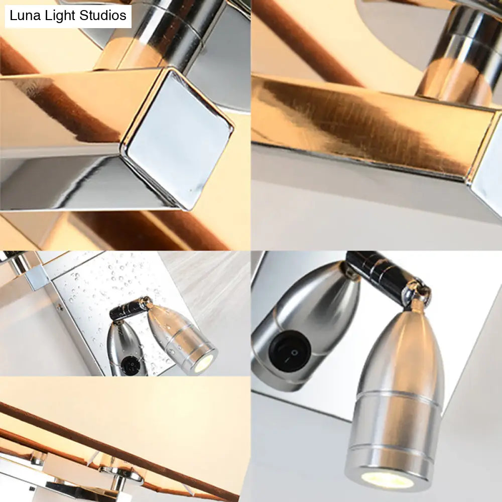 Modern Fabric Led Wall Sconce Lighting With Adjustable Spotlight Chrome Finish