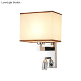 Modern Fabric Led Wall Sconce Lighting With Adjustable Spotlight Chrome Finish