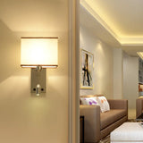 Modern Fabric Led Wall Sconce Lighting With Adjustable Spotlight Chrome Finish / A
