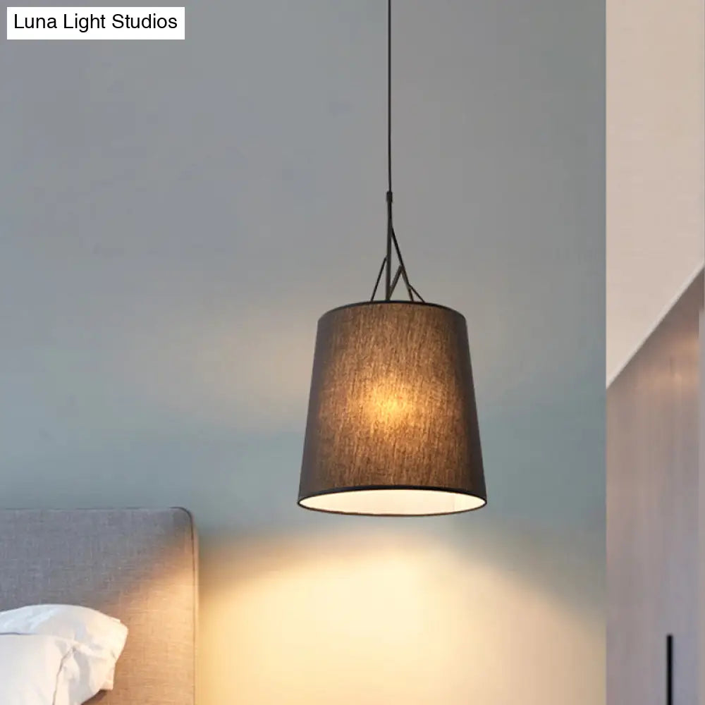 Modern Fabric Pendant Light Fixture With 1 Head In Black/White - Perfect For Bedroom
