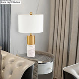 Modern Fabric Straight-Side Shade Night Lamp For Bedroom - 1 Head Black/Grey/White Table Stand Light