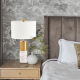 Modern Fabric Straight-Side Shade Night Lamp For Bedroom - 1 Head Black/Grey/White Table Stand Light