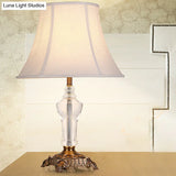 Modern Fabric Table Lamp: Flare Desk Light With Bronze Metal Base - White 1 Bulb