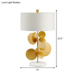 Modern Fabric Table Lamp: Shaded White 1 Bulb Task Lighting With Marble Base
