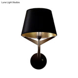 Modern Fabric Wall Sconce With Tripod Lamp Support - Black Finish 1 Head