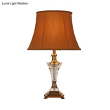 Modern Fabric Wide Flare 1-Head Night Table Lamp In Brown For Bedside
