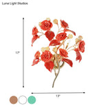 Modern Faceted Crystal Flower Sconce - Wall Mounted Bedroom Light Fixture With 3 Bulbs