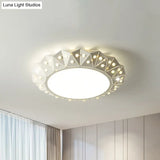 Modern Faceted Round Flushmount Light With Warm/White Led Lighting And Iron Shade 16.5’/22.5’ Wide
