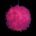 Modern Feather 1 Head Sphere Drop Pendant Ceiling Light (12’/14’/16’ Width) - White/Pink/Rose