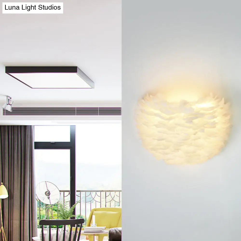 Modern Feather Wall Mount Lamp: Romantic & Cozy Sconce Lighting For Bedroom