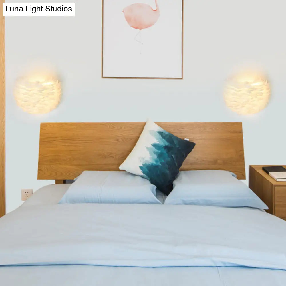 Modern Feather Wall Mount Lamp: Romantic & Cozy Sconce Lighting For Bedroom