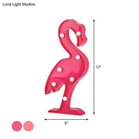 Modern Flamingo Night Lamp - Pink Plastic Finish Battery Led Wall Light