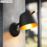 Modern Flare Wall Mount Sconce With 1 Head Metal Shade In Black/White/Blue