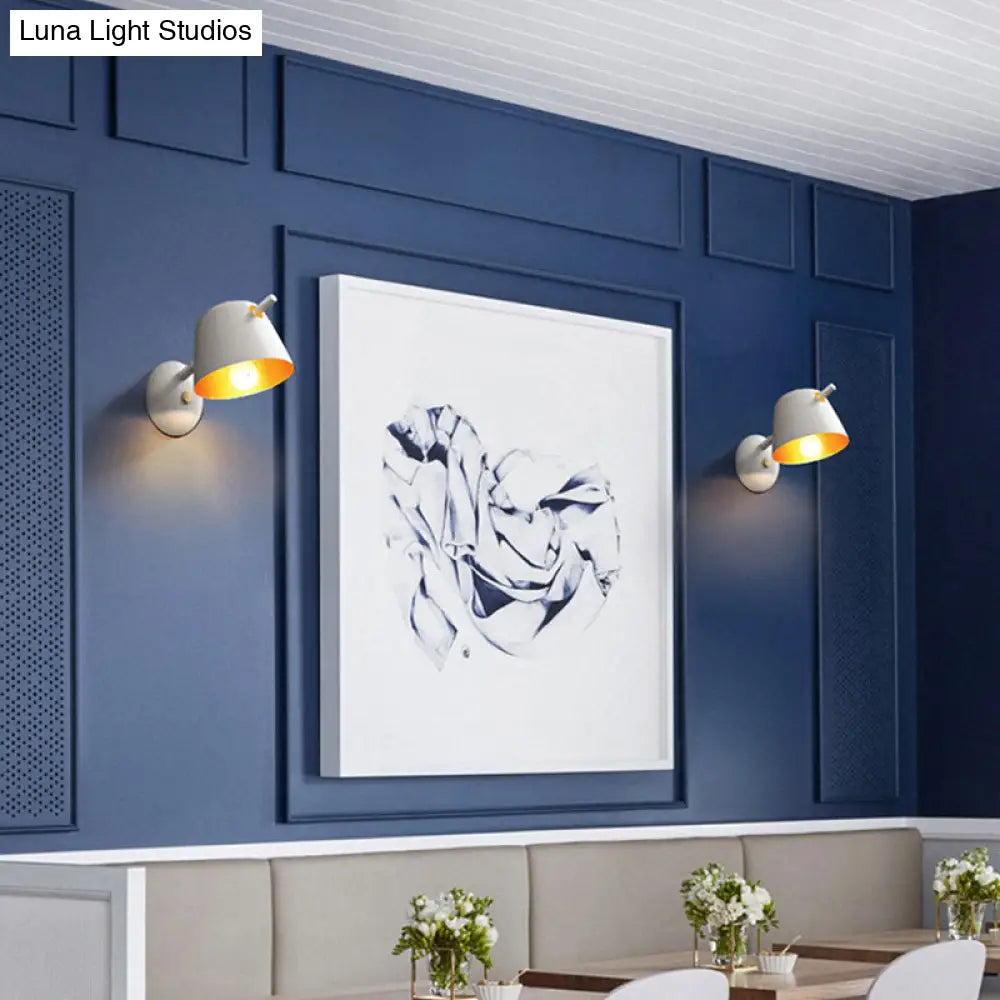 Modern Flare Wall Mount Sconce With 1 Head Metal Shade In Black/White/Blue