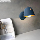 Modern Flare Wall Mount Sconce With 1 Head Metal Shade In Black/White/Blue
