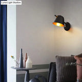 Modern Flare Wall Mount Sconce With 1 Head Metal Shade In Black/White/Blue