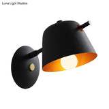 Modern Flare Wall Mount Sconce With 1 Head Metal Shade In Black/White/Blue