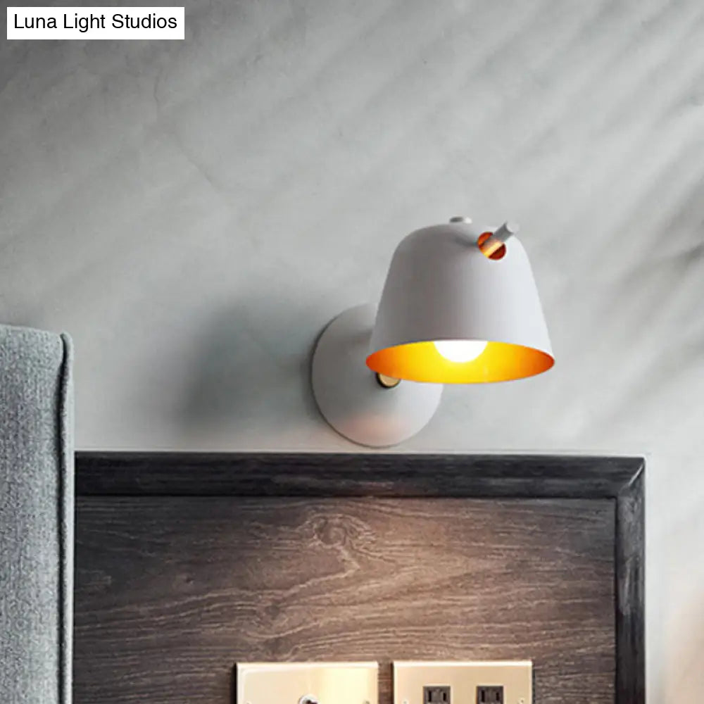 Modern Flare Wall Mount Sconce With 1 Head Metal Shade In Black/White/Blue