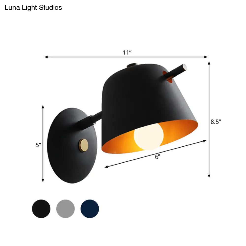 Modern Flare Wall Mount Sconce With 1 Head Metal Shade In Black/White/Blue