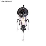 Modern Flared Black Wall Lamp With Clear Glass Shade