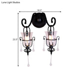 Modern Flared Black Wall Lamp With Clear Glass Shade