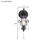 Modern Flared Black Wall Lamp With Clear Glass Shade