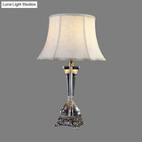 Modern Flared Fabric Desk Lamp With Metallic Base - Grey Table Light