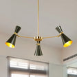 Modern Flared Iron Chandelier Pendant With Adjustable Lights - Black Ceiling Light For Living Room