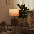 Modern Flaxen Cylinder Desk Light With Brown Rectangular Wood Base