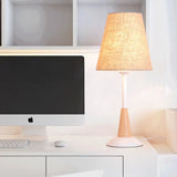 Modern Flaxen Desk Lamp With Wide Flare Fabric Shade